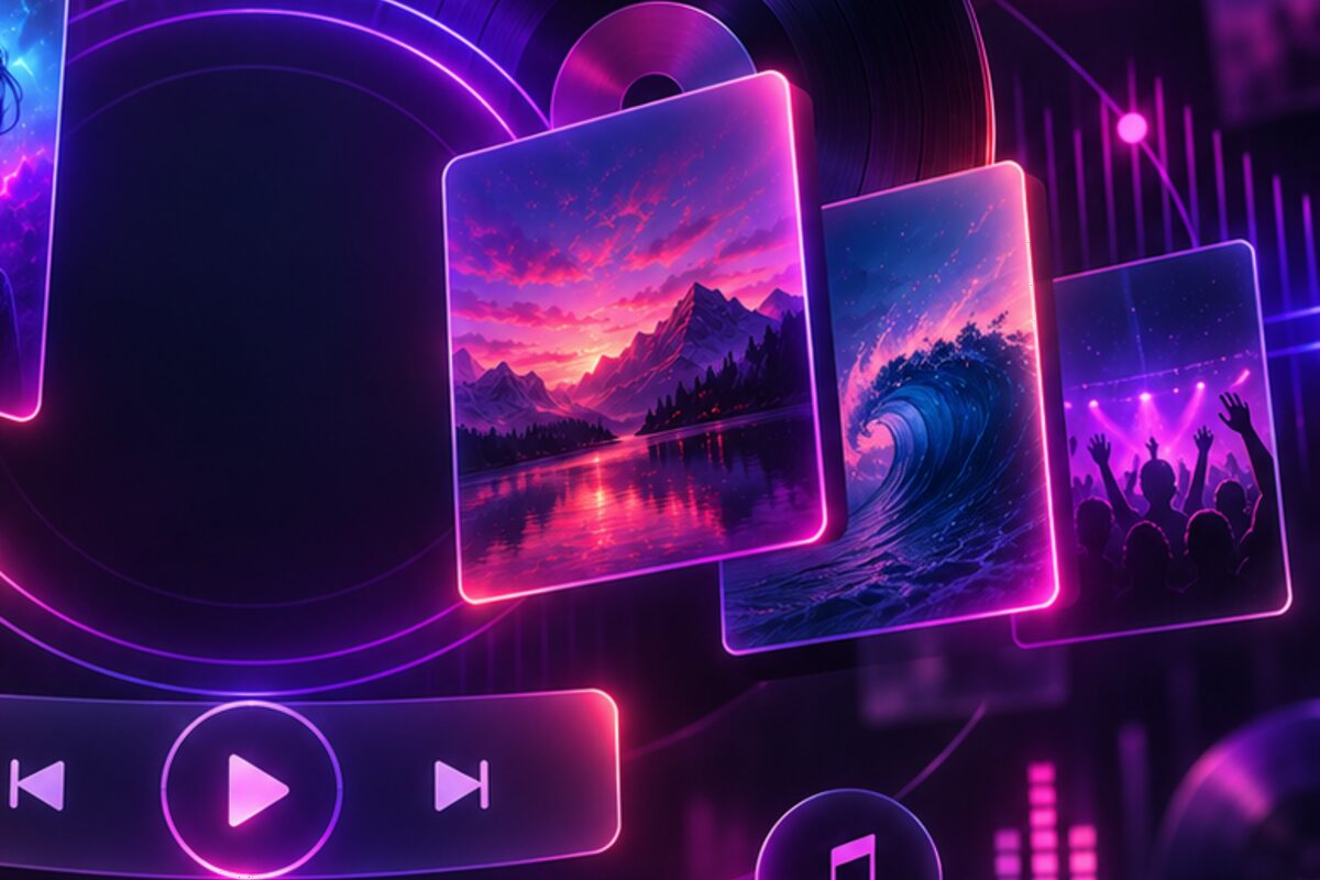 Neon-Player mit Wellenmotiv in Violett – House und Tech House von Digitale Analogik bei Apple Music