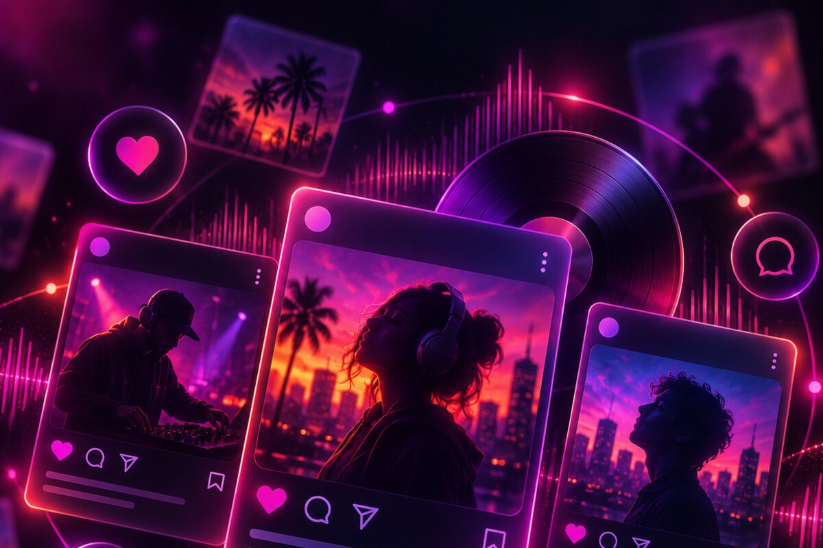 Magentafarbene Instagram-Kacheln mit Palmen und Skyline – Einblicke hinter die Kulissen des Labels Tonconnection