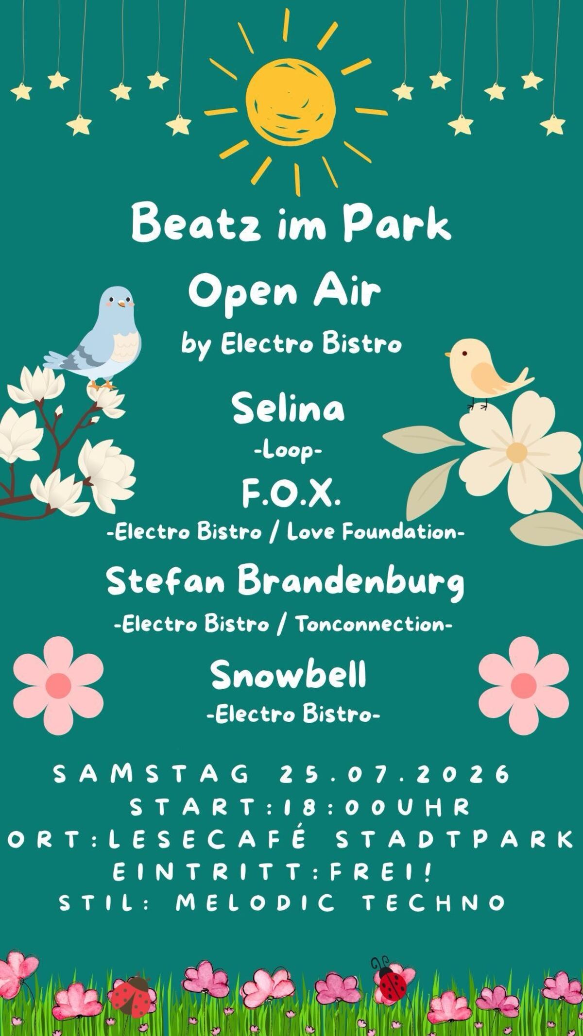 Flyer for Beatz im Park Open Air on 25 July 2026 at Lesecafé Stadtpark